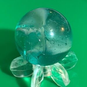 Vintage Peltier Blue Translucent Hybrid Cat's Eye w/ Beautiful Bubbles Cold Roll